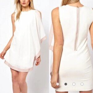 Ted Baker London Bolty Draped White Sleeveless Asymmetrical Sheath Dress Size 0